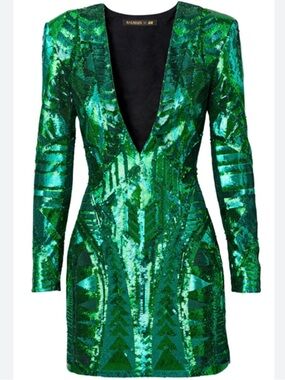 Balmain X HM sequin green mini dress